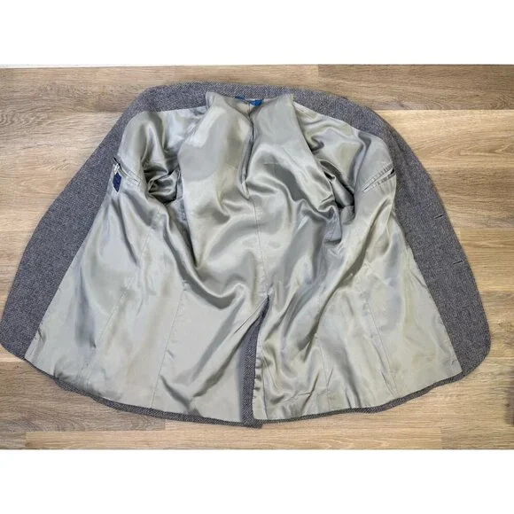 VTG Pendleton Blazer Men's 44 Wool Blue Gray USA 70s Western Yoke Elbow Patch - Picture 10 of 15